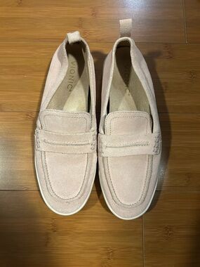 Vionic Pale Pink Suede Penny Loafers